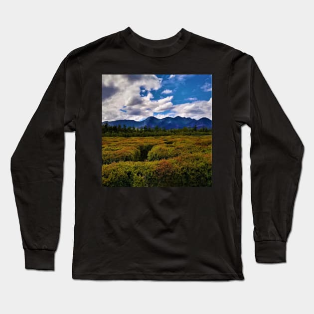 Mountain Range Maze Hedges Long Sleeve T-Shirt by Fitra Design